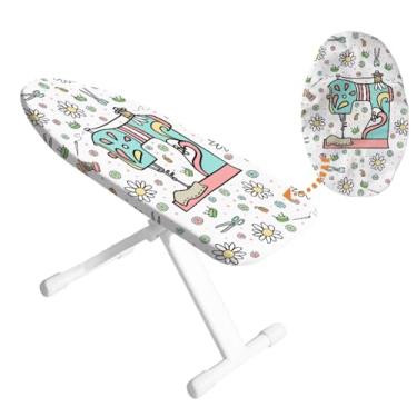 Imagem de HUISEFOR Capa de tábua de passar a ferro margarida de costura para protetor de almofada de ferro protetor de tábua grossa de mesa com borda elástica (apenas capa)