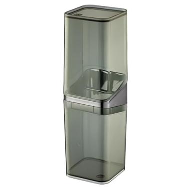 Imagem de Porta Escova de Dentes Luxo com Tampa Slim Branco Fume ou Rose - porta escova de dente Design Moderno para Banheiro(Fume com Onix)