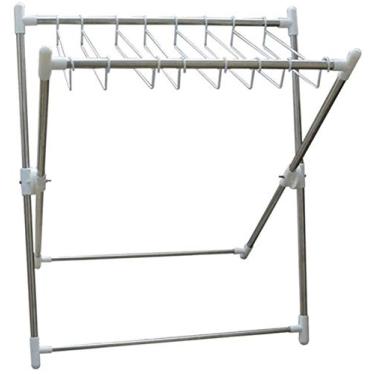 Imagem de Estante de secagem de roupas aquecido elétrico para secador de roupas, rack de secagem dobrável para chão, varanda em forma de X, trilho de roupas de aço inoxidável, varanda toalheiro de secagem