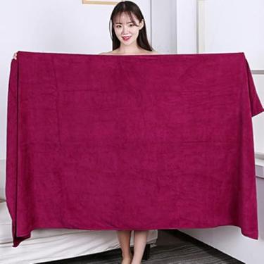 Imagem de Yalych Toalha de banho, toalha de banho e toalha de rosto massagem secagem rápida especial toalha grande microfibra grossa absorvente toalhas de vapor macias 100x200CN toalhas azuis (cor: vinho