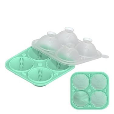 Imagem de Bandeja de gelo de silicone, formas divertidas de beisebol, grandes bandejas de gelo de silicone, formas divertidas, formas divertidas, bola redonda de liberação fácil para coquetéis de uísque Bourbon