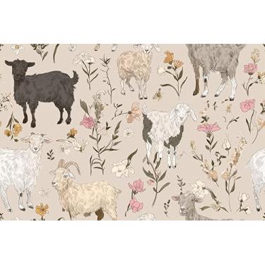 Imagem de Várias cabras descascam e colam papel de parede floral autoadesivo removível papel de parede de fazenda papel de contato amigável para locatário para quarto e banheiro forro de prateleira 45 x 599 cm