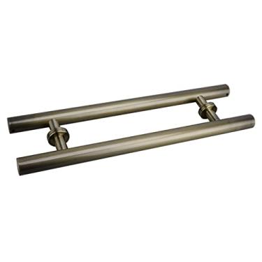 Imagem de STXYANGV Maçaneta de porta deslizante de celeiro, aço inoxidável bronze dupla face em forma de H puxador para portas interiores exteriores (60 cm/24 pol) (80 cm/31 pol)