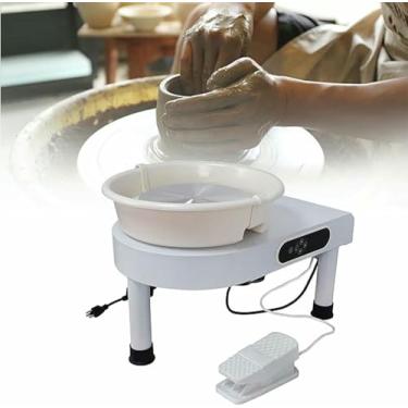 Imagem de FYLFANYAN Torno de cerâmica, máquina formadora rasgada, velocidade ajustável de 60 a 300 RPM, painel LCD manual, tigela removível, para trabalhos artísticos, artesanato e bricolage ~/