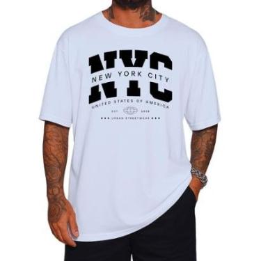 Imagem de Camiseta Oversized NYC Gola Alta Streetwear Algodão Estilo Urbano Academia Treino Casual-Masculino