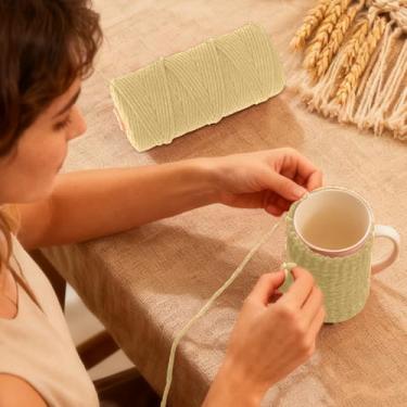 Imagem de Fio de algodão, corda artesanal macia para macramé, projetos de bricolage e muito mais, perfeita para pendurar na parede e decoração de casa