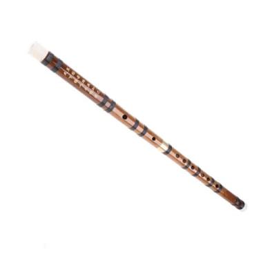 Imagem de Flauta de bambu de madeira 58 cm D afinada instrumento tradicional chinês colecionável