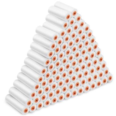 Imagem de 100 peças de rolo de tinta de espuma de 10 cm rolo de espuma de alta densidade mini refil de rolo de tinta ferramenta para paredes traz acabamentos lisos superfícies planas