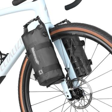 Imagem de Rhinowalk Bolsa de garfo frontal de bicicleta, impermeável, bolsa de rack resistente com válvula de ar e design refletivo, bolsa de ciclismo para mountain bike e e-scooter (4L, 1 peça, preto)