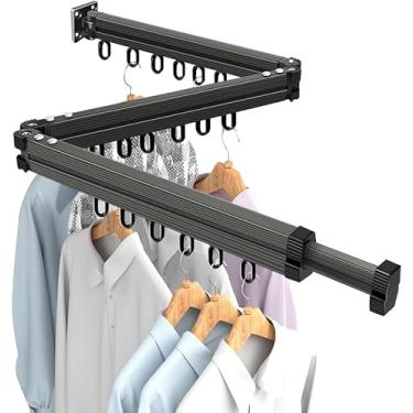Imagem de Varal Retratil de Parede, Dobra Tripla de Aluminio Varal Retratil Cabideiro, Estendal Dobrável, Estendal para Lavandaria e Varanda Que Poupa Espaço para Apartamentos