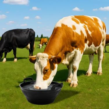 Imagem de 4 peças de bandeja de alimentação de borracha, balde de ração para cavalos, tigela de borracha, galinha, poeira, banho, gado, tigela de água para porco, cabra, frango, cães, fazenda, pequenos animais