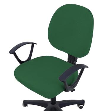 Imagem de Smiry Capas de cadeira de escritório jacquard elásticas, removíveis e laváveis, universais, para cadeira giratória, capa para assento + encosto, verde esmeralda