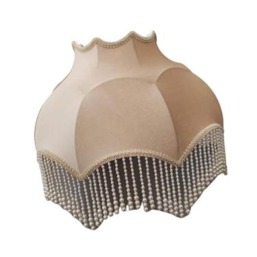 Imagem de Stgfyxgs Abajur de Veludo com Borlas de Pérolas, Pequeno E Decorativo, Ideal para Luminária de Mesa, de Cabeceira Ou de Chão. Perfeito para Decoração de Quarto