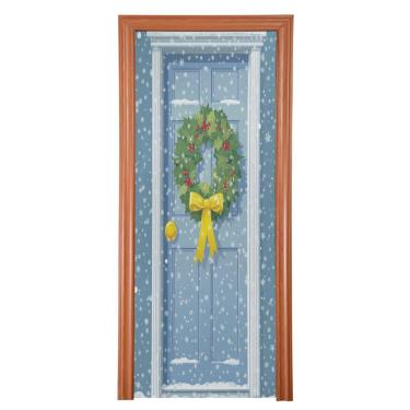 Imagem de Blueangle Capa de porta de guirlanda de Natal elástica - Faixa de porta frontal de tecido elástico para Natal, decoração de festa em casa ao ar livre (662)
