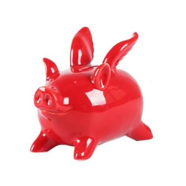 Imagem de Cofrinho vermelho de cerâmica, presente criativo para decoração de quarto, detalhe decorativo bonito e exclusivo