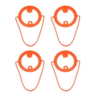 Imagem de 4 peças de suporte de silicone para café, alça de copo de silicone reutilizável, suporte de alça para garrafa de água com alça para pendurar bebidas e tirar leite coffer, laranja