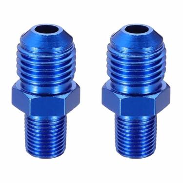Imagem de HARFINGTON 2 peças 6AN macho para 1/20.3 cm NPT macho adaptador de alargamento reto tubo adaptador de encaixe de linha de mangueira de combustível de alumínio para veículos, azul