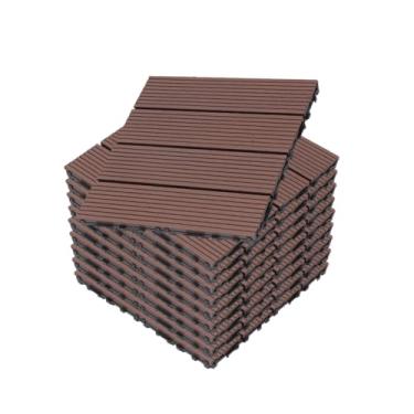 Imagem de SPXMQSS Decking composto, azulejos de deck ao ar livre, telha de convés interligados WPC para exterior interior pátio jardim varanda terraço 30 x 30 x 2,2 cm C 33 peças