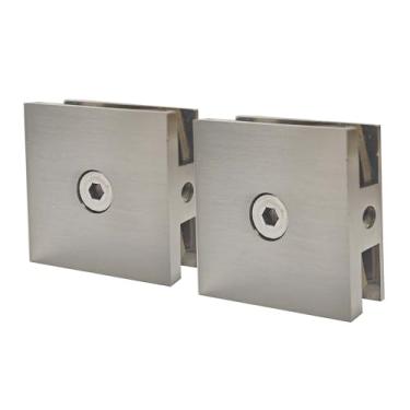 Imagem de Bathlink Braçadeira de vidro de níquel escovado para banheiro, 2 peças de grampos de porta de chuveiro para vidro temperado de 6-12 mm, braçadeira em U para porta de chuveiro