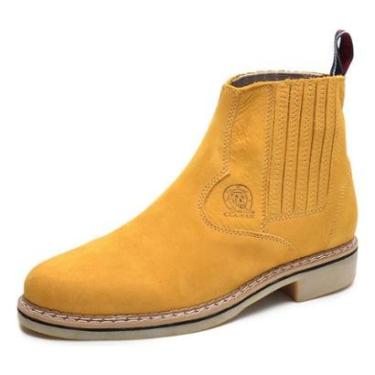 Imagem de Bota Botina Couro Liso Nobuck Cano Curto Solado Costurado Conforto-Unissex