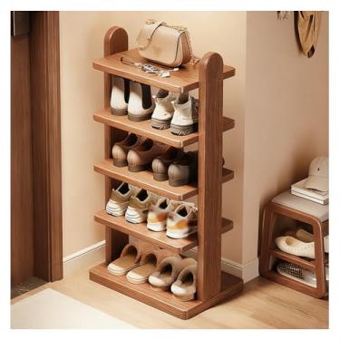 Imagem de SPXMQSS Sapateira de madeira maciça, organizador de sapatos estreito, suporte vertical independente, cantos arredondados para entrada, armário, salas de estar, quartos, 55 x 30 x 83 cm