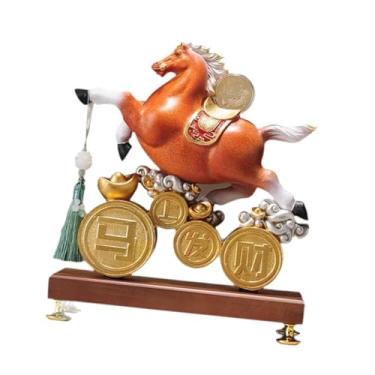 Imagem de predolo Escultura de Cavalo, Escultura Animal em Resina, Artesanato, Ornamento de Mesa, Estatueta Feng Shui para Mesa, Escritório, Armário, Lareira, Laranja
