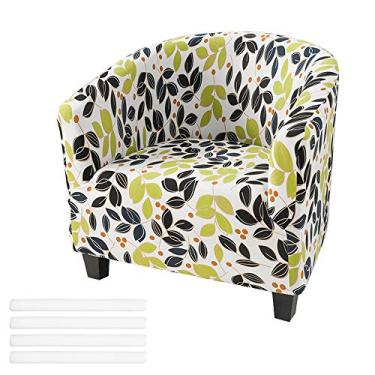 Imagem de Capa para cadeira de clube, capa de cadeira de banheira macia de alta elasticidade, capa lavável para sofá e sofá, capa removível para cadeiras de braço para bar, sala de estar (amarela)