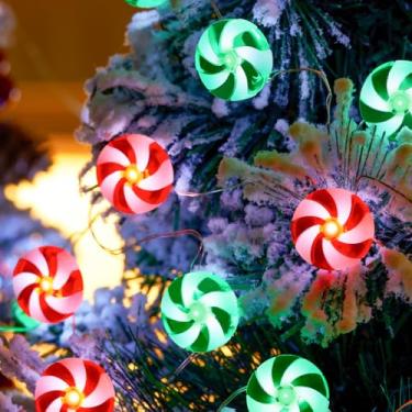Imagem de KAiSnova Decoração de corda de luzes de doces de Natal, 3 m, 30 luzes de doces, cordão de luzes LED com controle remoto, adequado para decoração de jardim interno e externo de Natal