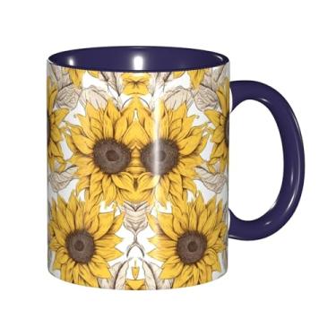 Imagem de Zeraoke Canecas de café criativas com estampa de girassóis, personalizadas, presente para família, tamanho de 325 ml, unissex