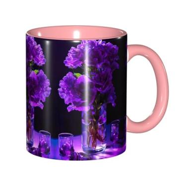 Imagem de Zeraoke Caneca de café criativa com estampa de flores roxas, personalizadas, presente para família, tamanho de 325 ml, unissex