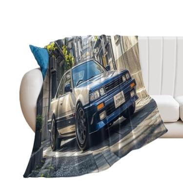 Imagem de HouLaiZhe Cobertor super macio de flanela clássico retrô carro esporte JDM cobertor leve refrescante para sofá-cama cadeira sofá carro viagem ao ar livre leve quente 76 cm x 127 cm