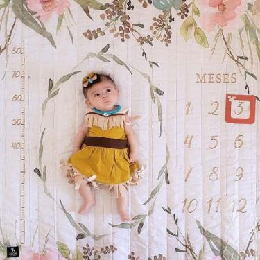 Imagem de Tapete Mesversário Floral Dupla Face - Fotos Bebê Mês A Mês - Alce