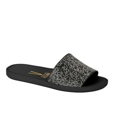 Imagem de Rasteira Slide Strass Vizzano - 6363.120 (35, Preto)
