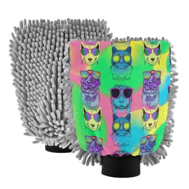 Imagem de STAYTOP Luva de microfibra para lavagem de carro de gato e cachorro, 2 peças sem arranhões, sem fiapos, luva de microfibra de chenille premium escova para lavagem de carro - G