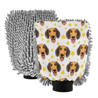 Imagem de STAYTOP Luvas fofas para lavagem de carro para cães, 2 peças, luvas de microfibra de chenille, sem arranhões, panos de esponja de lavagem ultra absorventes para carros, limpeza doméstica - M