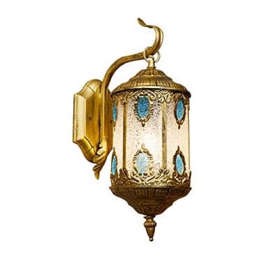 Imagem de Arandela de parede mediterrânea boêmia em ferro com cúpula de vidro marroquino, ideal para sala de estar, quarto, corredor e varanda, E27.