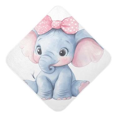 Imagem de Burbuja Toalha de banho de elefante fofo para bebês - Toalha com capuz de musselina macia e absorvente para recém-nascidos, 76 x 76 cm