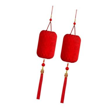 Imagem de oshhni Conjunto de 2 Lanternas Decorativas para o Ano Chinês, Lanternas de Tecido Vermelho para o Festival da Primavera, Ideais para Celebrações em, Cilíndrico
