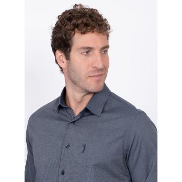 Imagem de Camisa Aleatory Fil a Fil Manga Longa Azul Escuro-Masculino