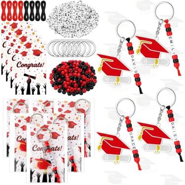 Imagem de Cunno 24 Sets Graduation Gifts for Her Him Making Kit Graduation Keychain with Letter Beads Graduation-Card for Class of 2026 (Red)