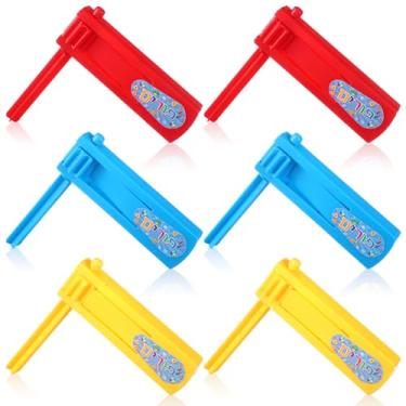 Imagem de Suilung 6 Pcs Traditional Purim Graggers Ratchet Noise Makers Spinning Ratchet Noisemakers for Sporting Events Mexican Matraca Noisemakers for Eve Party, Football Game Purim Party Supplies (Modern)