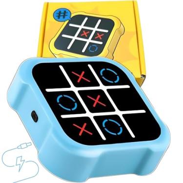 Imagem de Jogo da Velha Eletrônico com Tela Sensível ao Toque, 3 Modos de Jogo, 9cm x 9cm x 3cm, Luz E Sons Divertido, Brinquedo Educativo Interativo Infantil, Treino de Memória e Raciocínio Lógico - Azul