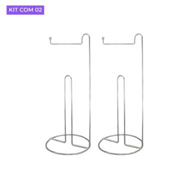 Imagem de Kit 2 Porta Papel Higiênico de Chão Aço Inox para 3 Rolos Suporte Crom