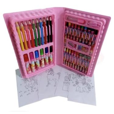 Imagem de Estojo Material Escolar Maleta 68 Peças Completo (ROSA)