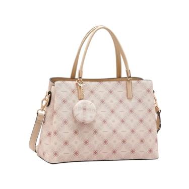 Imagem de Bolsa Feminina Chenson 3485375 – Monograma Contemporâneo, 3 Divisórias, Estruturada – Cor Bege