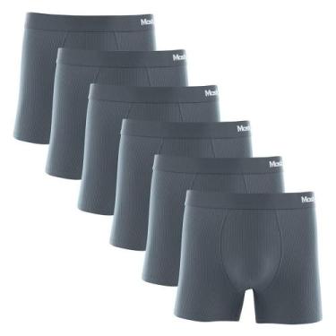 Imagem de Kit 6 Cuecas Boxer Mash Microfibra Risca de Giz 045.00, G, Cinza médio