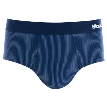 Imagem de Cueca Slip Risca de Giz Mash Masculina Microfibra Elástico, Azul escur