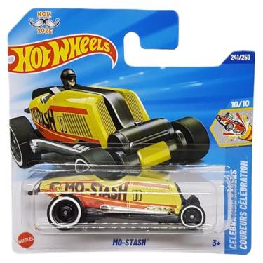 Imagem de Hot Wheels - Mo-Stash - Celebration Racers 10/10 - JBB46 - Short Card - Yellow - Racing Roadster - Mattel 2025 - 1:64