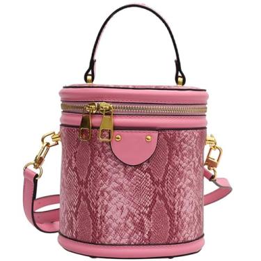 Imagem de RTGGSEL Bolsa tiracolo de malha acolchoada para mulheres pequena bolsa quadrada bolsa de mão com pingente de boneca de coelho, Rosa cobra, Bolsa de ombro feminina