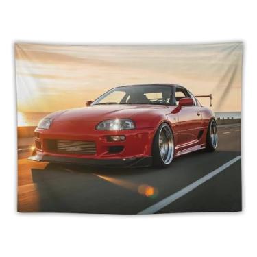Imagem de HouLaiZhe JDM Tapeçaria de carro Jdm Sup esportes extrema velocidade pôr do sol pendurar na parede quarto decoração de casa tapeçarias estética piquenique decoração de parede arte de parede para